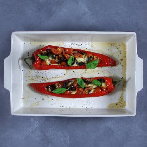 puntpaprikas mozzarella tomaat uitgelicht
