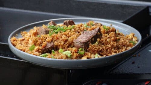 steak fried rice recept