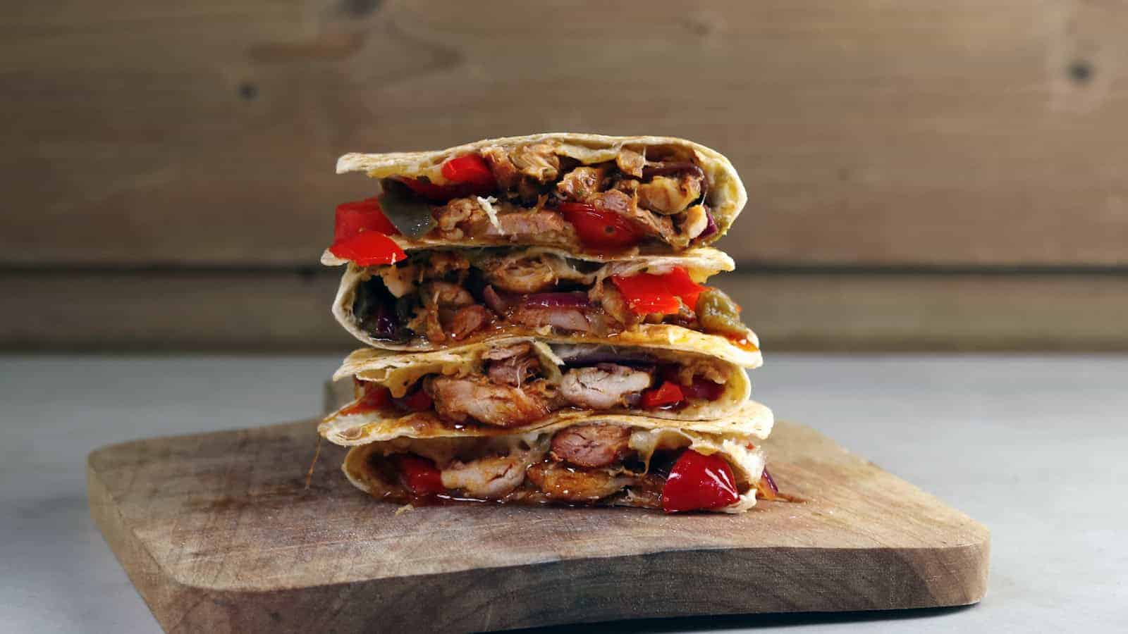 Pulled Chicken Quesadilla's van de BBQ