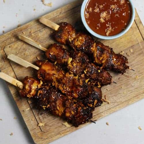 varkenshaas sate uitgelicht